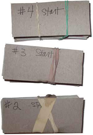 Neatly stacked and numbered stereo slides